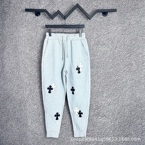 Chrome Hearts Multi-Cross Applique Lounge Pants (Light Grey)