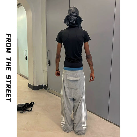 From the street American five bar vertical drawstring sports sweatpants, loose straight leg casual pants, popular versatile pants for men