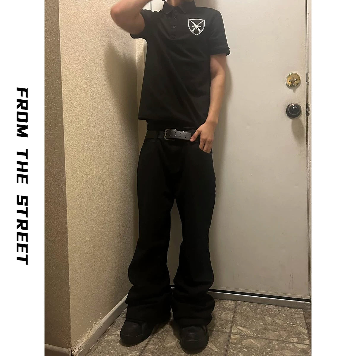 270g pearl cotton heavyweight black collar T-shirt from the street American polo shirt, slim fit and simple summer short sleeved shirt