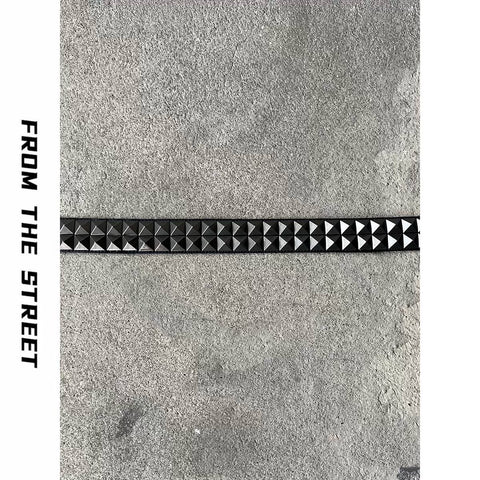 From THE STREET Street Light Asian Belt Retro Rivet Belt Head Leather Pants with Needle Buckle Male