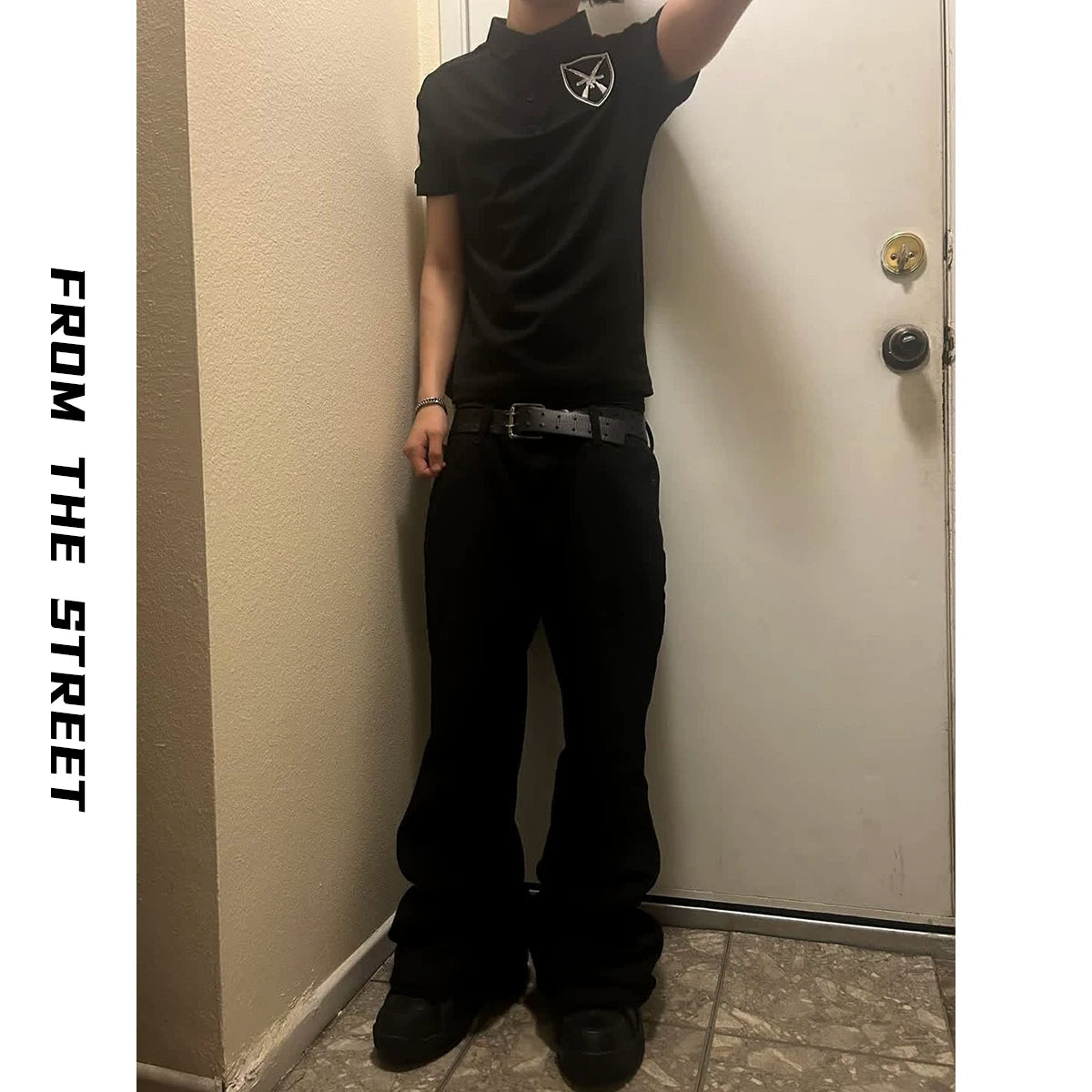 270g pearl cotton heavyweight black collar T-shirt from the street American polo shirt, slim fit and simple summer short sleeved shirt