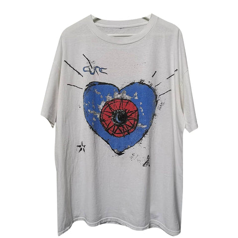 The Cure healing band niche punk lazy style vintage retro street short sleeved men's and women's pure cotton T-shirts