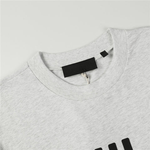 FEAR OF GOD ESSENTIALS 3‑Stripes Silicone Logo Unisex Loose Short Sleeve T‑Shirt