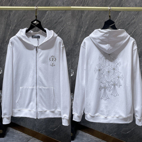 Chrome Hearts Starry Night Cross Zip-Up Hoodie (White)
