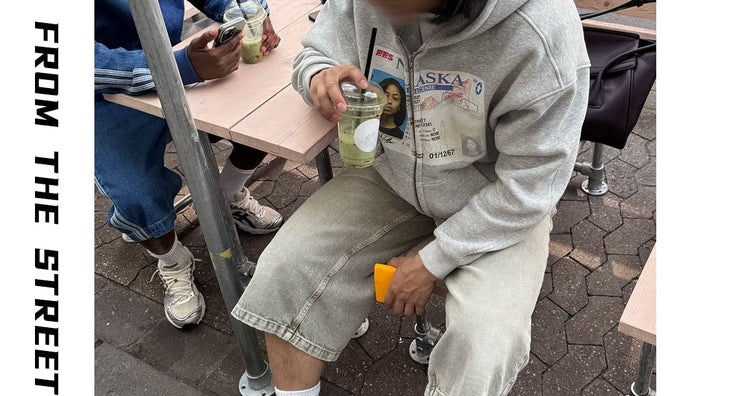 From THE STREET Street American Printed Shoulder Hoodie Boxy Sweatshirt Men's and Women's Casual