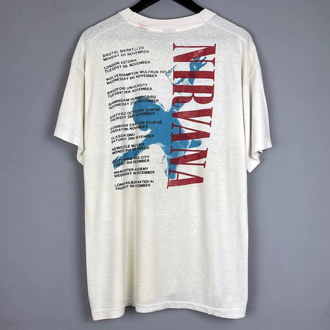 Nirvana Band High Street Vibe Angel Rock Cotton Round Neck Short Sleeve Men's and Women's Loose Texture T-shirt Trendy