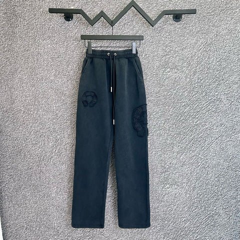 Chrome Hearts Tonal Cross Applique Straight-Leg Lounge Pants (Dark Grey)