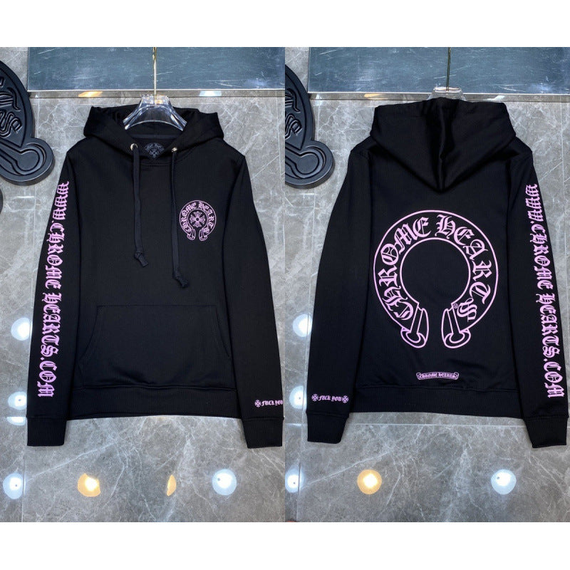 Chrome Hearts Gradient Pink-Purple Horseshoe Hoodie (Black)