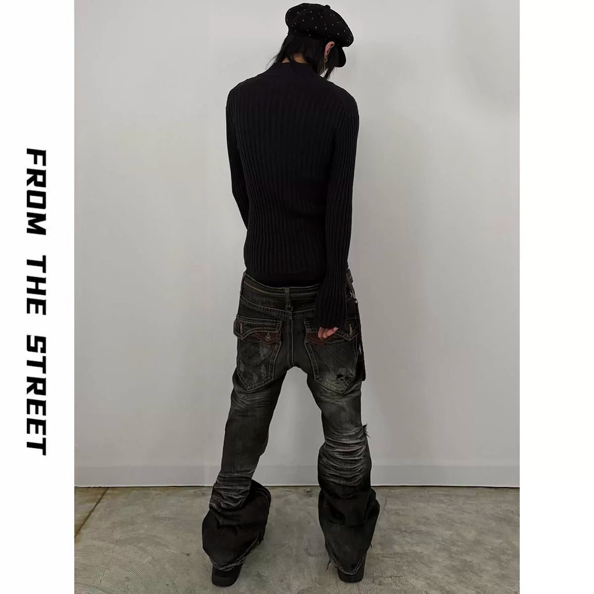 From THE STREET, a high elasticity slim knit base sweater with a pit stripe stand up collar sweater jacket for men from the street