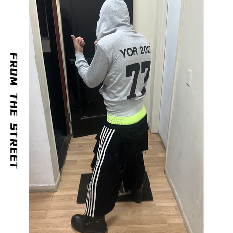From the street American retro simple loose zipper jacket versatile hooded sweatshirt letter printed cardigan sweatshirt men