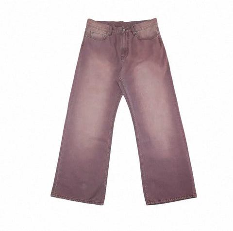 From THE STREET, a street violet washed vintage loose ink denim casual pants for men and women