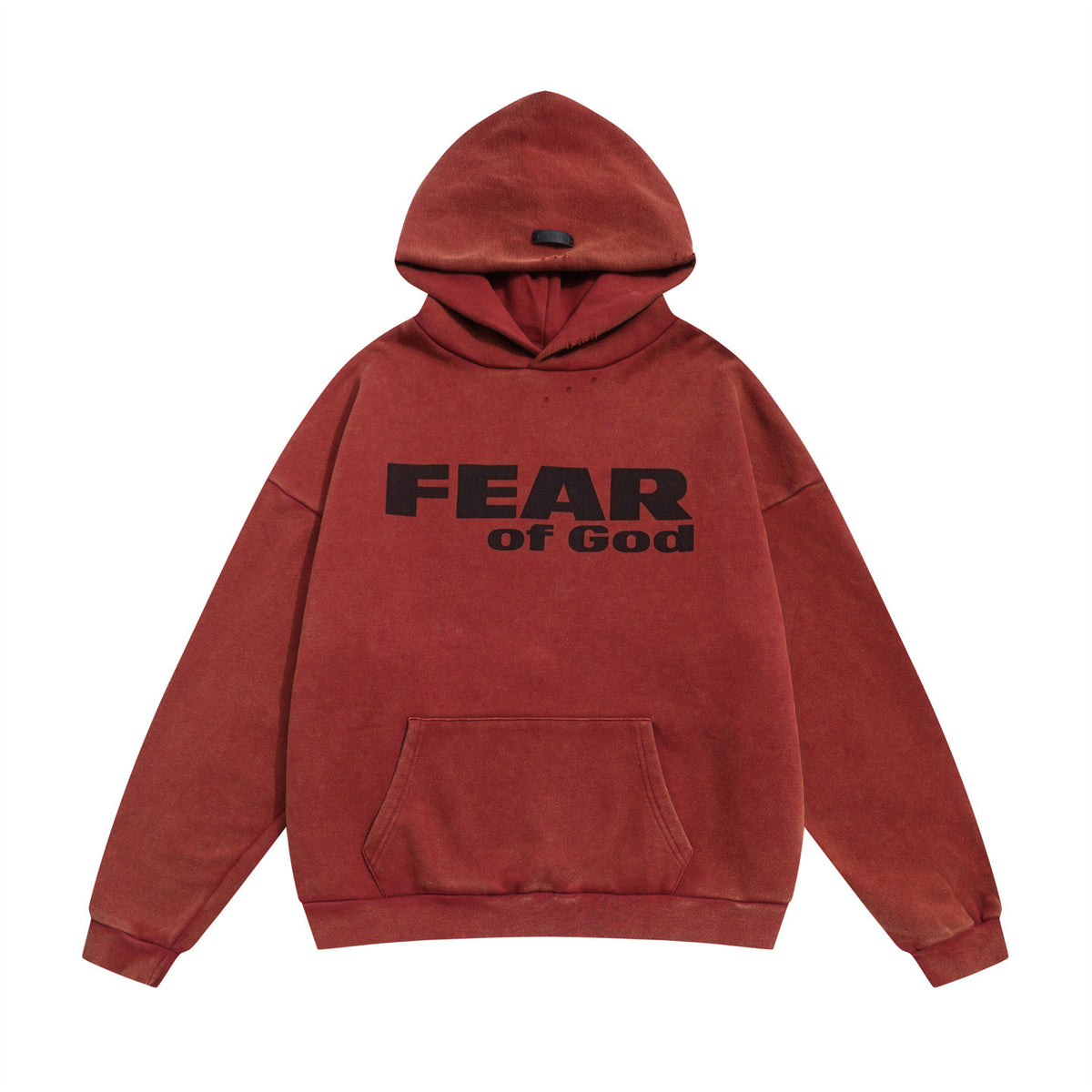 FEAR OF GOD FOG Main Line Letter Print Washed Ripped Fleece‑Lined Loose Hoodie