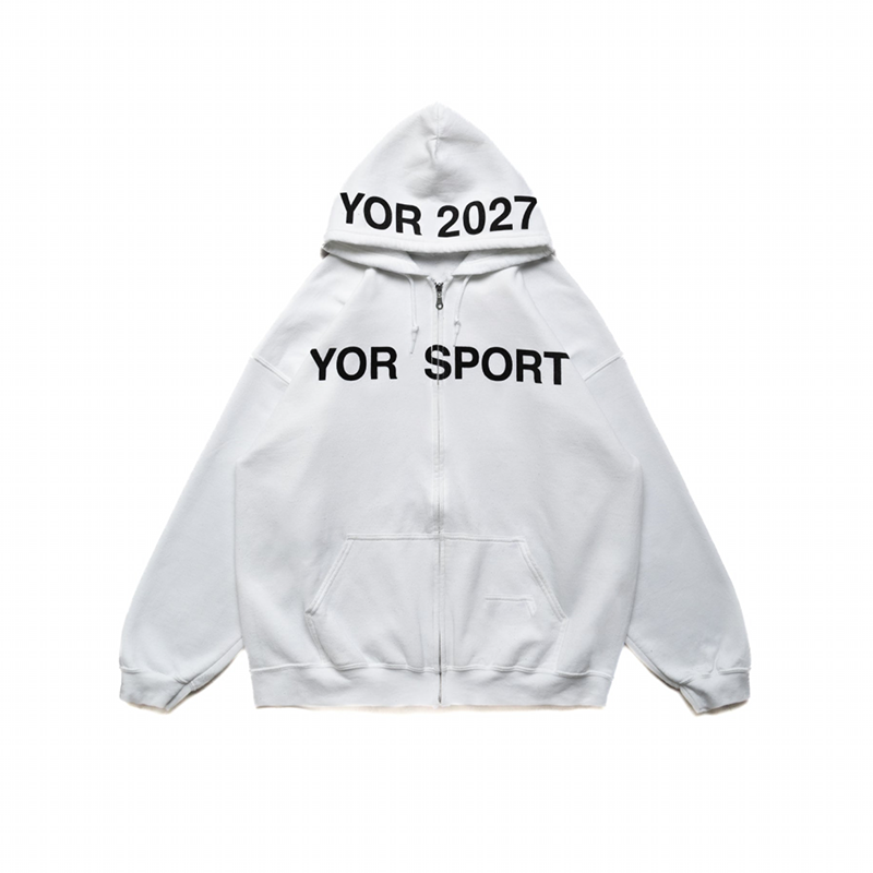 From the street slim fit elastic American loose print cardigan loose slogan hoodie couple hoodie men and women