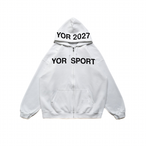 From the street slim fit elastic American loose print cardigan loose slogan hoodie couple hoodie men and women