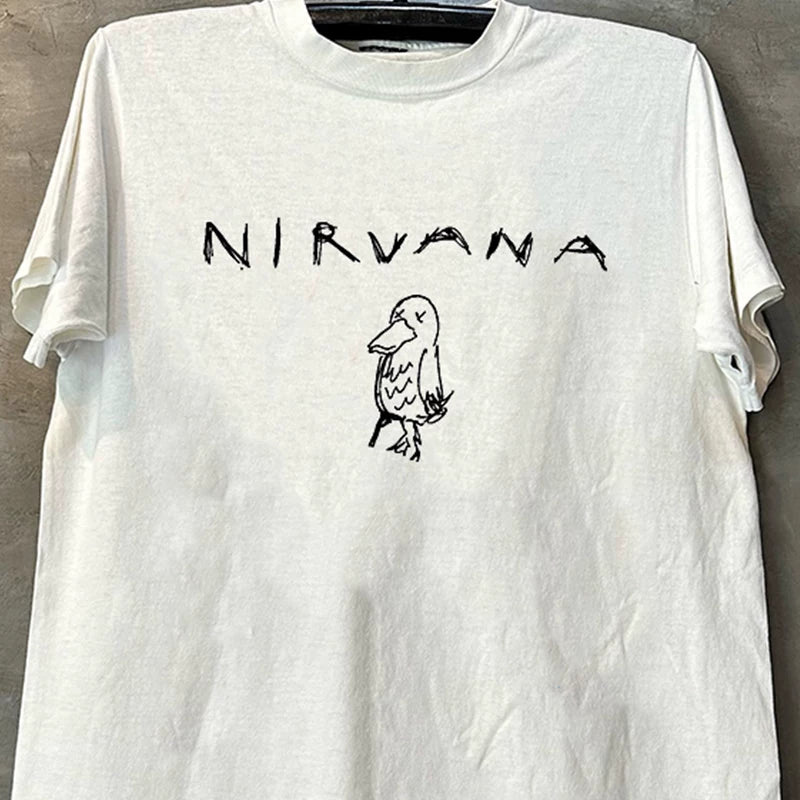 Nirvana Band Short Sleeve T-shirt Vintage College Style American Graffiti Design High Street Half Sleeve Trendy