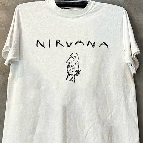 Nirvana Band Short Sleeve T-shirt Vintage College Style American Graffiti Design High Street Half Sleeve Trendy