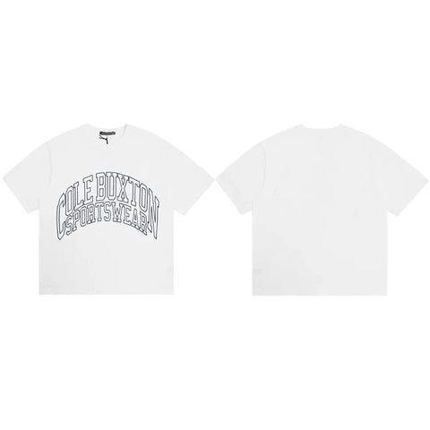 Cole Buxton White Arched Gothic Varsity Logo T-Shirt