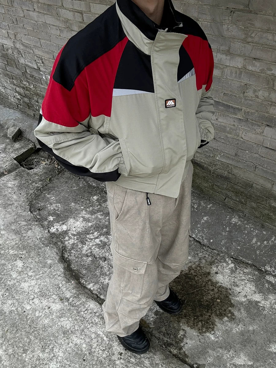 From street cleanfit short silhouette workwear, American retro patchwork jacket, men's assault jacket, trendy jacket