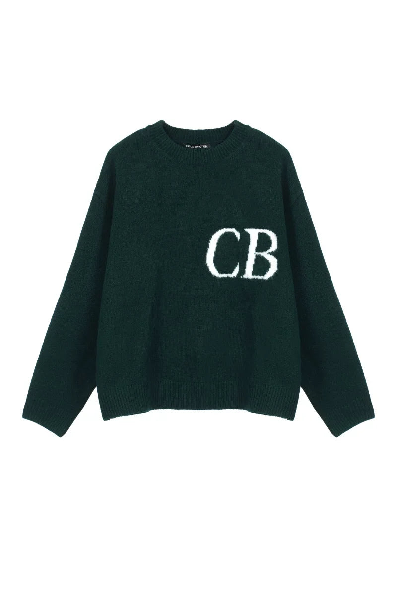 Cole Buxton Dark Green Side Italic CB Logo Sweatshirt