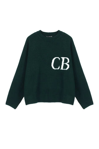 Cole Buxton Dark Green Side Italic CB Logo Sweatshirt