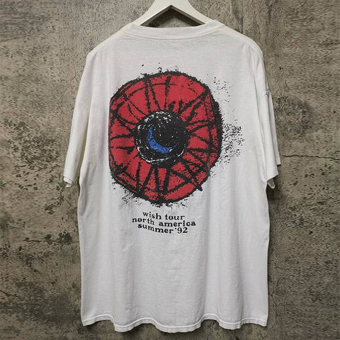The Cure healing band niche punk lazy style vintage retro street short sleeved men's and women's pure cotton T-shirts