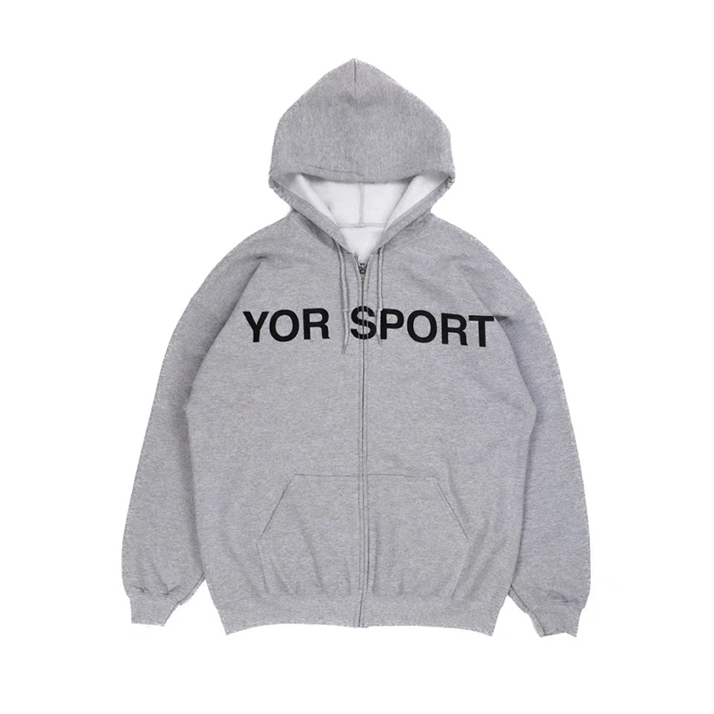 From the street slim fit elastic American loose print cardigan loose slogan hoodie couple hoodie men and women