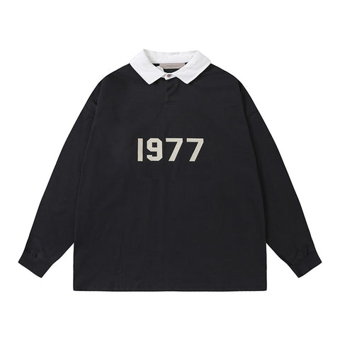 FEAR OF GOD FOG ESSENTIALS Flocked 1977 Loose Long Sleeve Polo