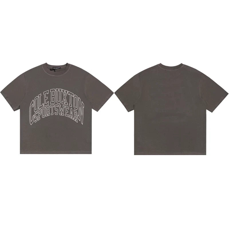 Cole Buxton Charcoal Arched Gothic Varsity Logo T-Shirt