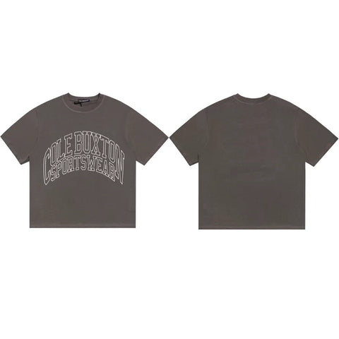 Cole Buxton Charcoal Arched Gothic Varsity Logo T-Shirt