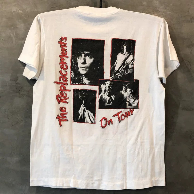 The Replacements band European and American high street vintage retro short -sleeved men and women pure cotton texture T -shirt tide