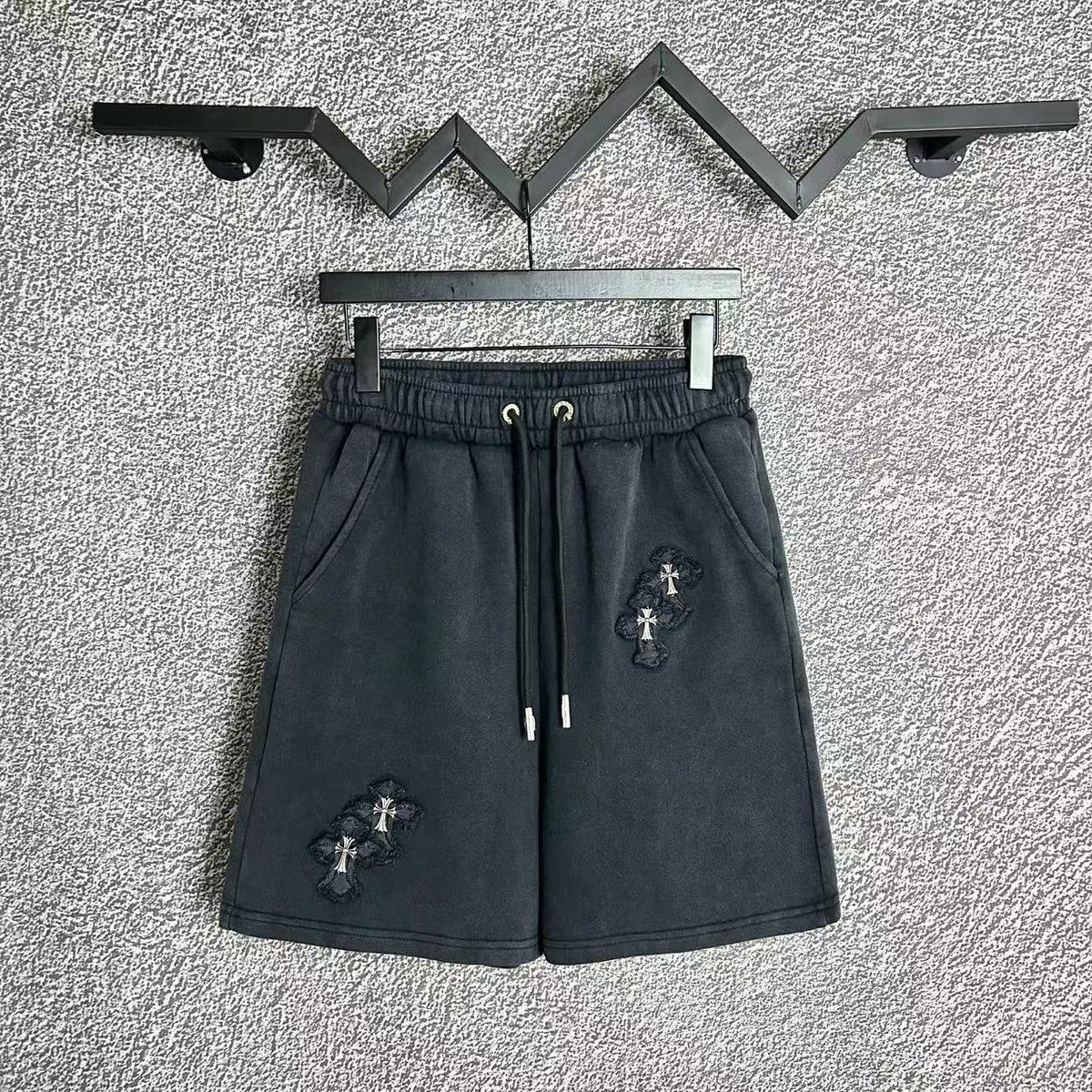 Chrome Hearts Black Scattered Cross Patch Sweatshorts