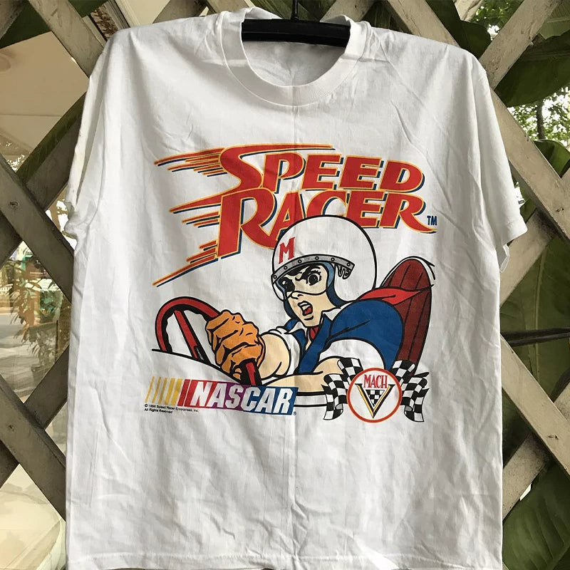 Speed Racer, American college style, niche, oversized, men's and women's versatile short sleeved T-shirt trend