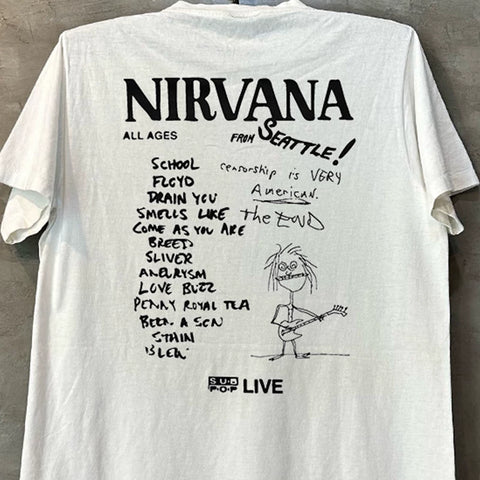 Nirvana Band Short Sleeve T-shirt Vintage College Style American Graffiti Design High Street Half Sleeve Trendy