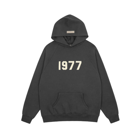 FEAR OF GOD FOG ESSENTIALS Flocked 1977 Loose High‑Street Hoodi