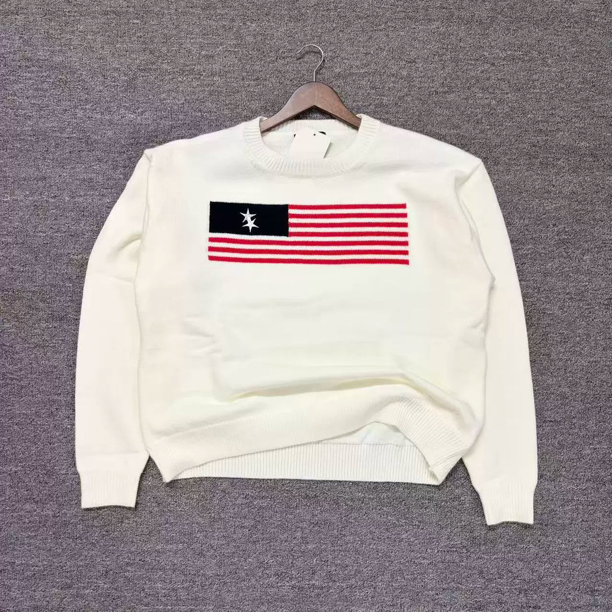 Cole Buxton Off-White American Flag Graphic Sweatshirt