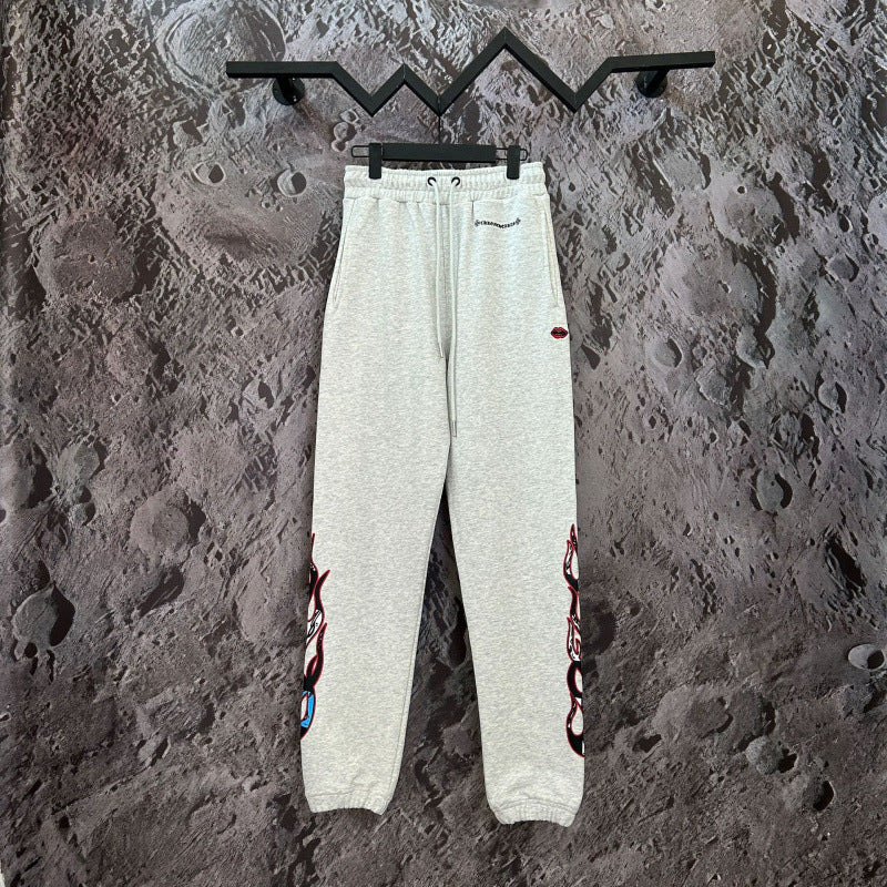 Chrome Hearts Flame Graphic Lounge Pants (Light Grey)