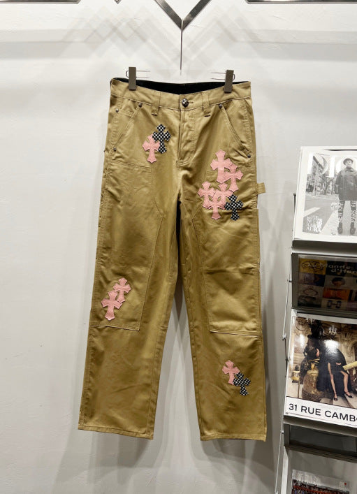 Chrome Hearts Pink Cross Applique Utility Pants