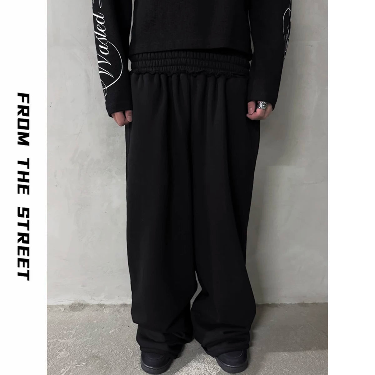 From THE STREET: Street Edge Casual Sanitary Pants for Men, Elastic Waist, Loose Baggy, Versatile Pants