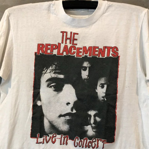 The Replacements band European and American high street vintage retro short -sleeved men and women pure cotton texture T -shirt tide