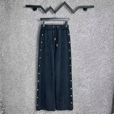 Chrome Hearts Studded Side-Seam Straight-Leg Lounge Pants (Navy Blue)