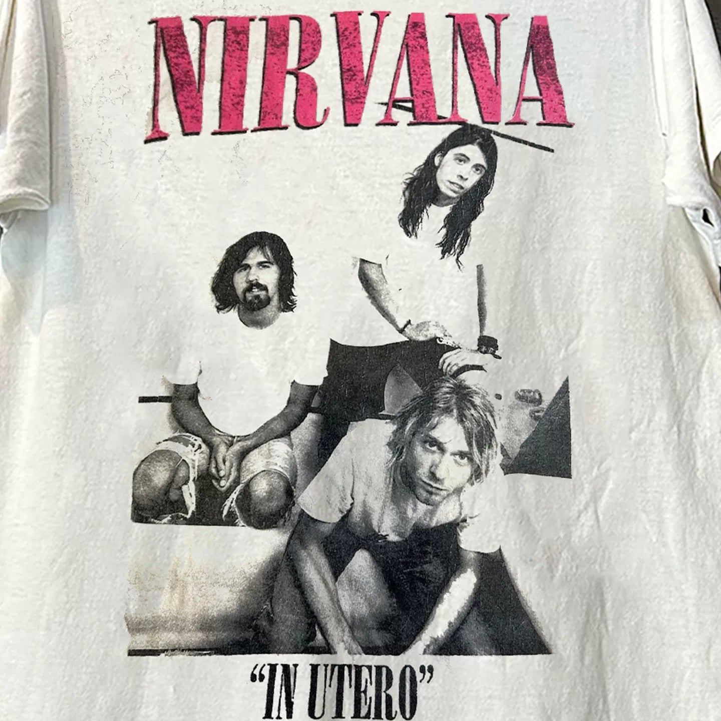 Nirvana band's inexperienced portrait print short sleeved T-shirt chic dark and cool style heavyweight cotton half sleeve trend