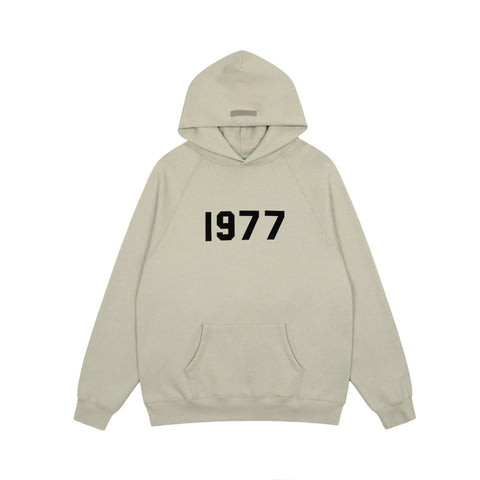FEAR OF GOD FOG ESSENTIALS Flocked 1977 Loose High‑Street Hoodi
