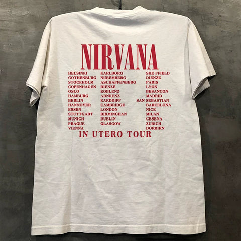Nirvana band Koto Coburn vintage niche hip-hop retro short sleeved men's and women's high-end T-shirt