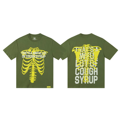 That's A Awful Lot Of Cough Syrup Rib Cage Graphic T-Shirt - Military Green