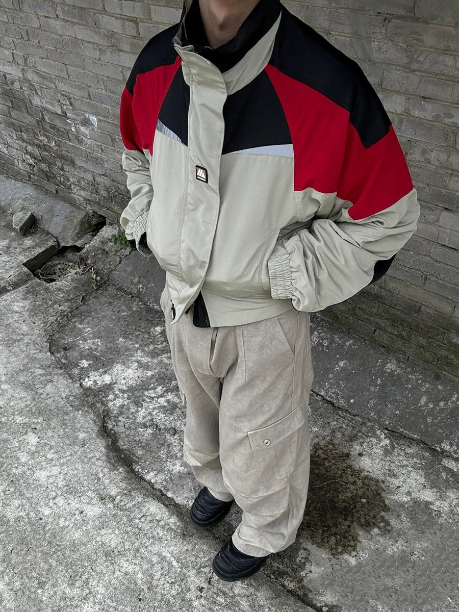 From street cleanfit short silhouette workwear, American retro patchwork jacket, men's assault jacket, trendy jacket