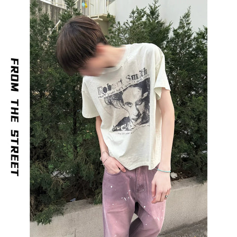 From THE STREET, a street violet washed vintage loose ink denim casual pants for men and women