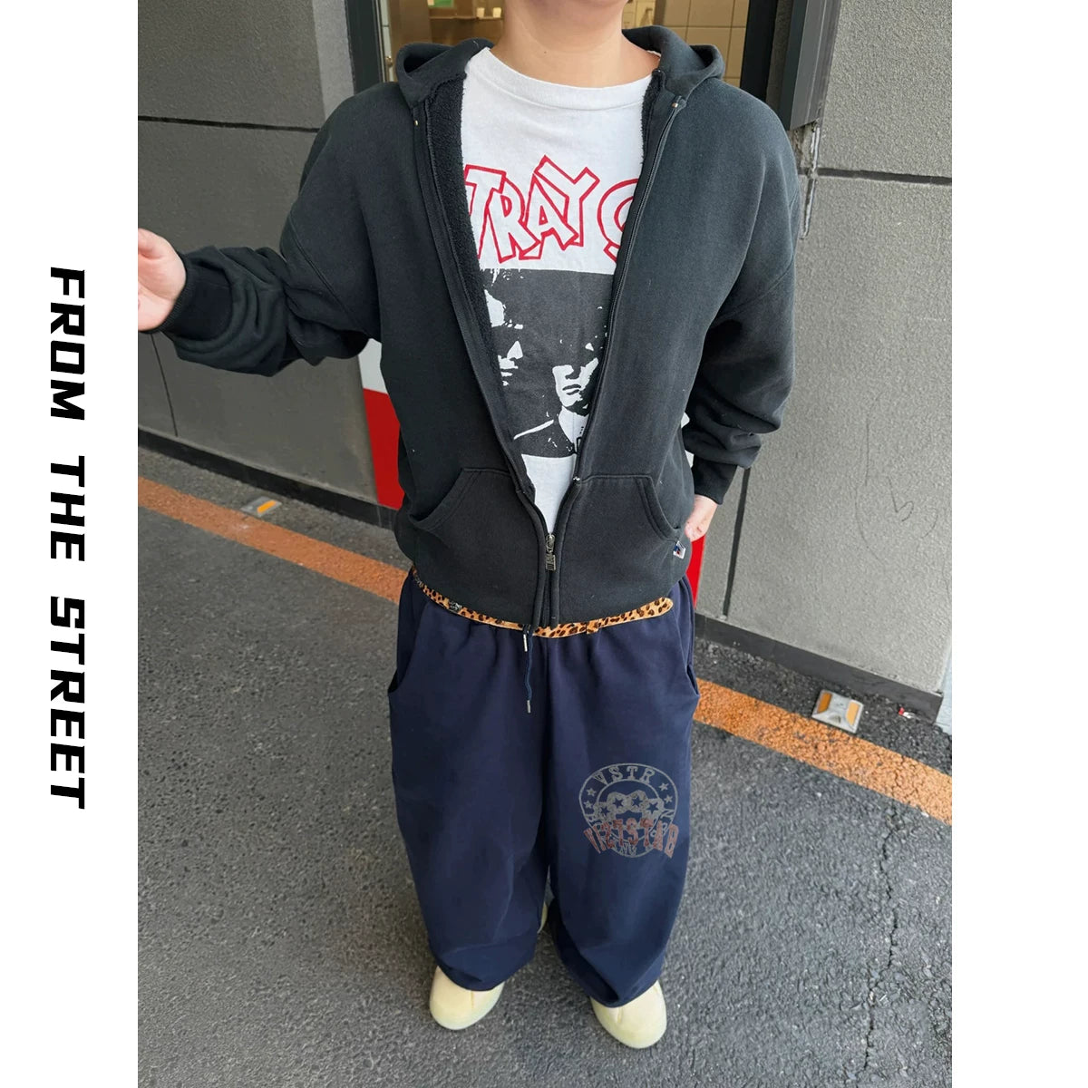 From THE STREET, a street style retro brushed, washed, vintage silhouette sweatpants for men and women