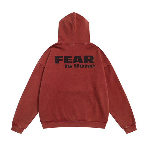 FEAR OF GOD FOG Main Line Letter Print Washed Ripped Fleece‑Lined Loose Hoodie