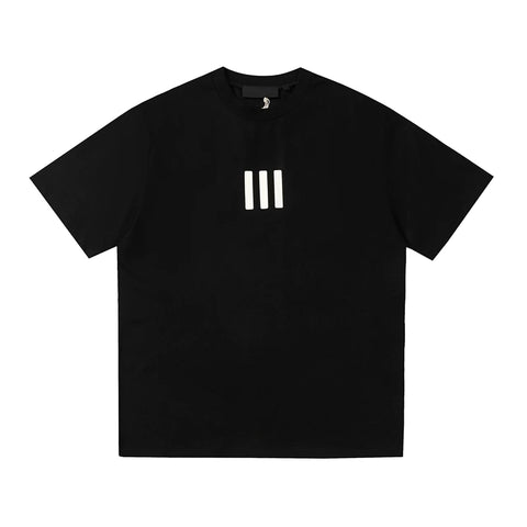 FEAR OF GOD ESSENTIALS 3‑Stripes Silicone Logo Unisex Loose Short Sleeve T‑Shirt