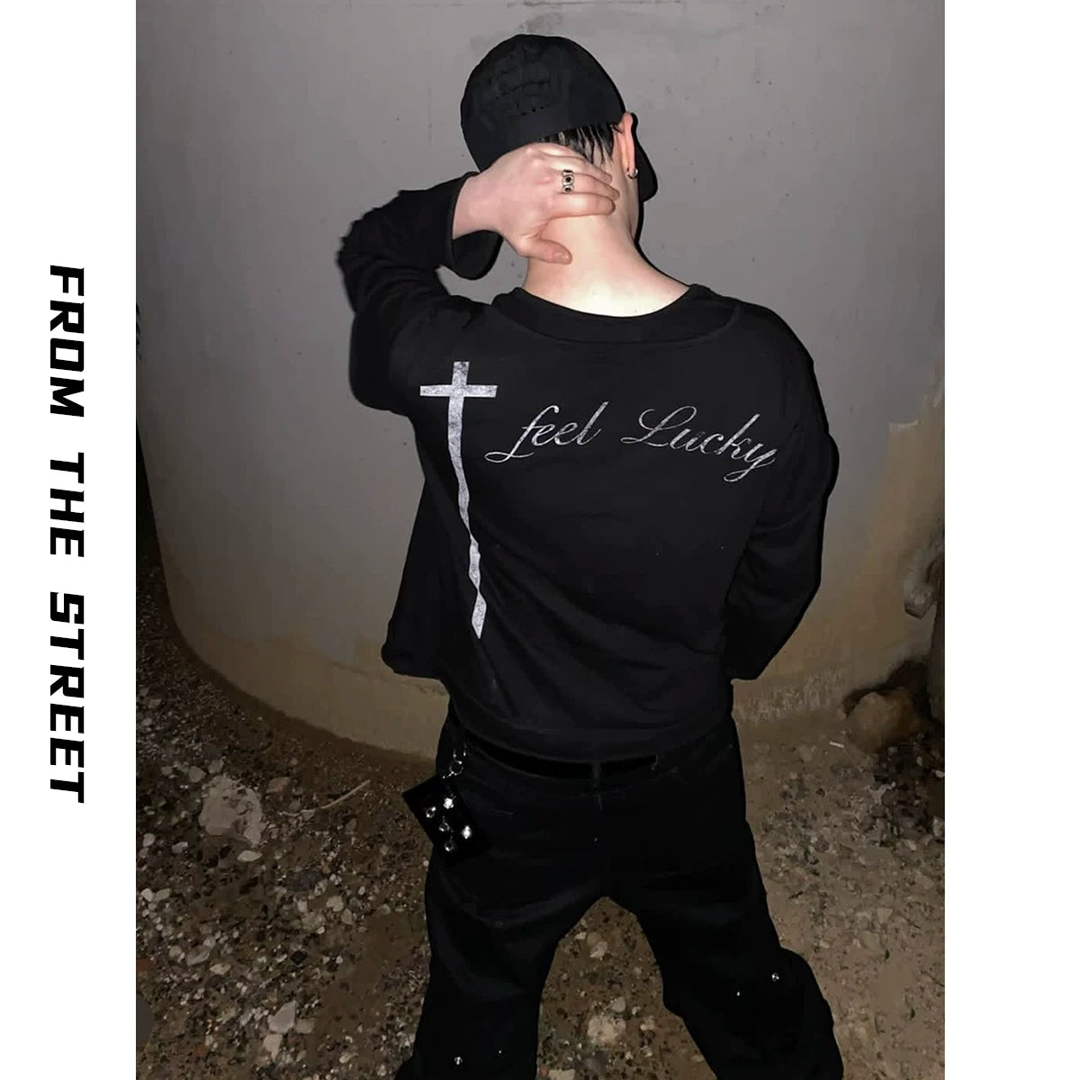 From THE STREET, Street Fit, Cool, Sunscreen, Henley Neck, Fake Two piece Long Sleeve T-shirt for Men